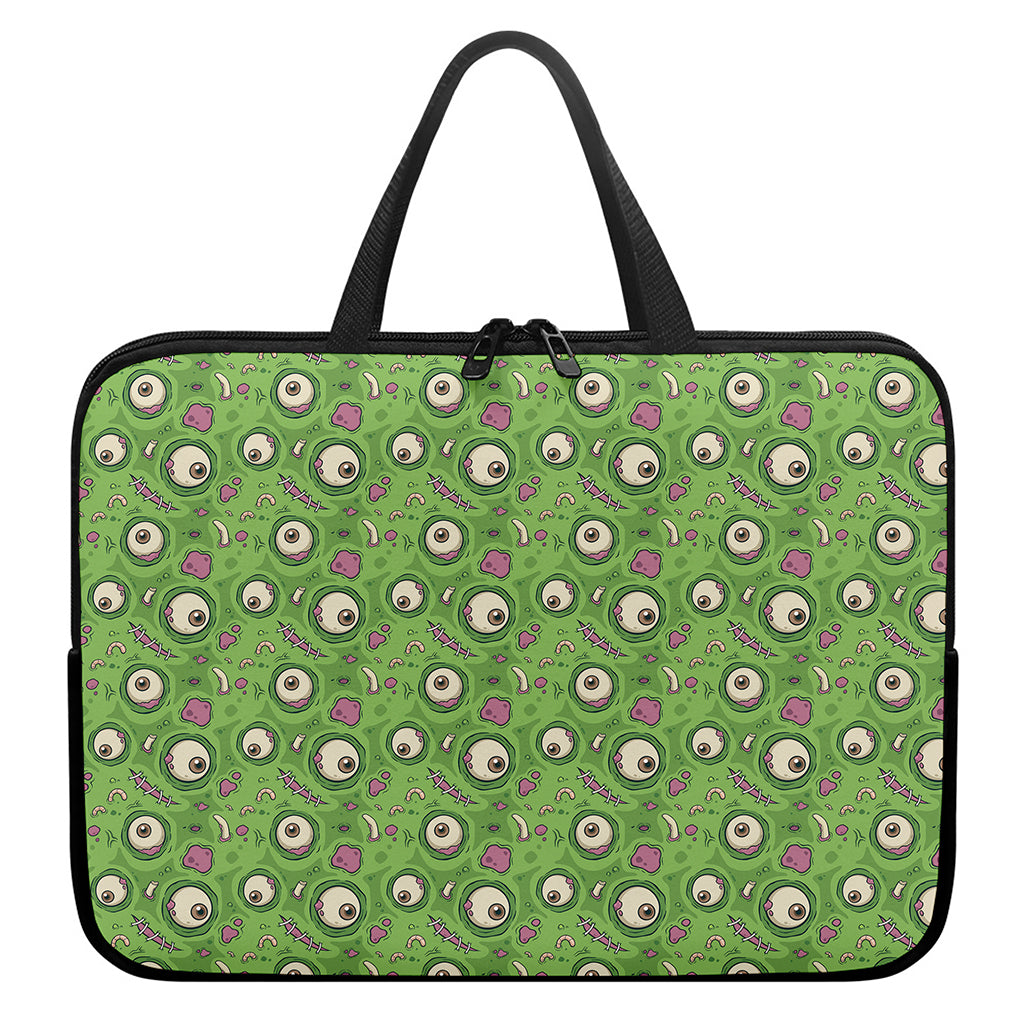 Green Zombie Pattern Print Laptop Sleeve With Handle