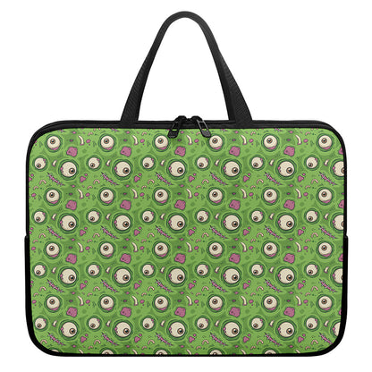 Green Zombie Pattern Print Laptop Sleeve With Handle