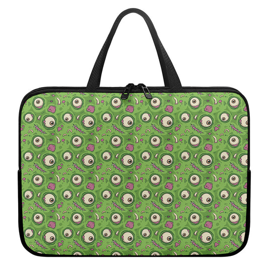 Green Zombie Pattern Print Laptop Sleeve With Handle