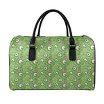 Green Zombie Pattern Print Leather Duffle Bag