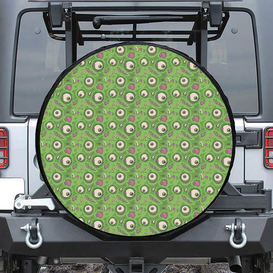 Green Zombie Pattern Print Leather Spare Tire Cover