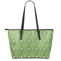 Green Zombie Pattern Print Leather Tote Bag With Zipper