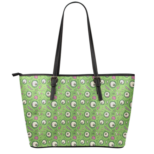 Green Zombie Pattern Print Leather Tote Bag