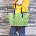 Green Zombie Pattern Print Leather Tote Bag