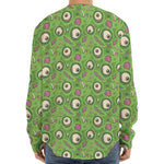 Green Zombie Pattern Print Long Sleeve Baseball Jersey