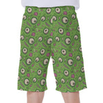 Green Zombie Pattern Print Men's Beach Shorts