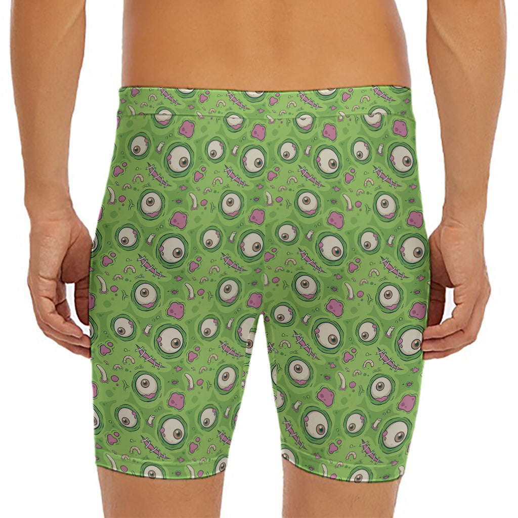 Green Zombie Pattern Print Men's Long Boxer Briefs