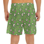 Green Zombie Pattern Print Men's Split Running Shorts