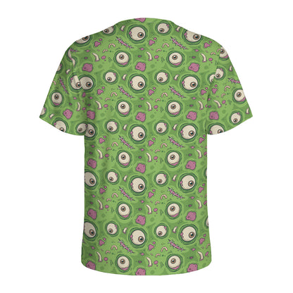 Green Zombie Pattern Print Men's Sports T-Shirt