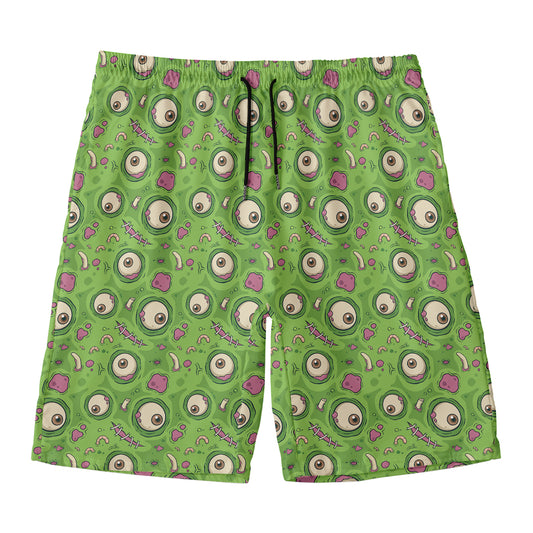 Green Zombie Pattern Print Men's Swim Trunks