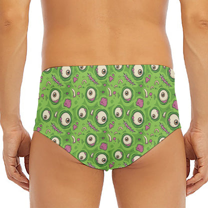 Green Zombie Pattern Print Men's Triangle Swim Briefs