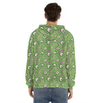 Green Zombie Pattern Print Men's Velvet Pullover Hoodie