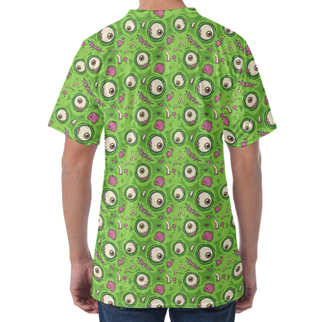 Green Zombie Pattern Print Men's Velvet T-Shirt