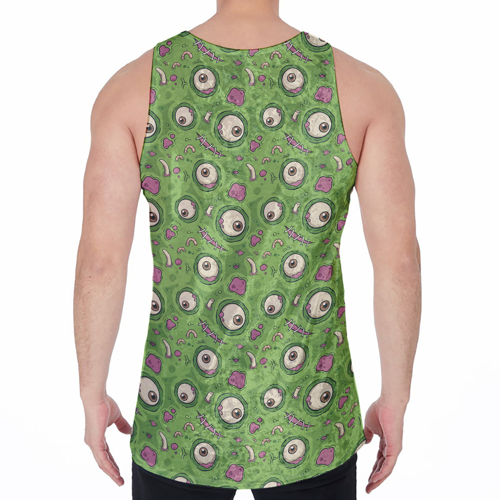 Green Zombie Pattern Print Men's Velvet Tank Top
