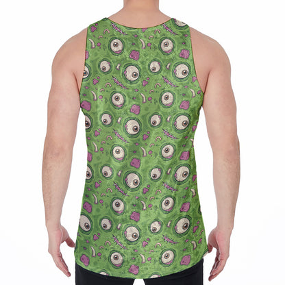 Green Zombie Pattern Print Men's Velvet Tank Top