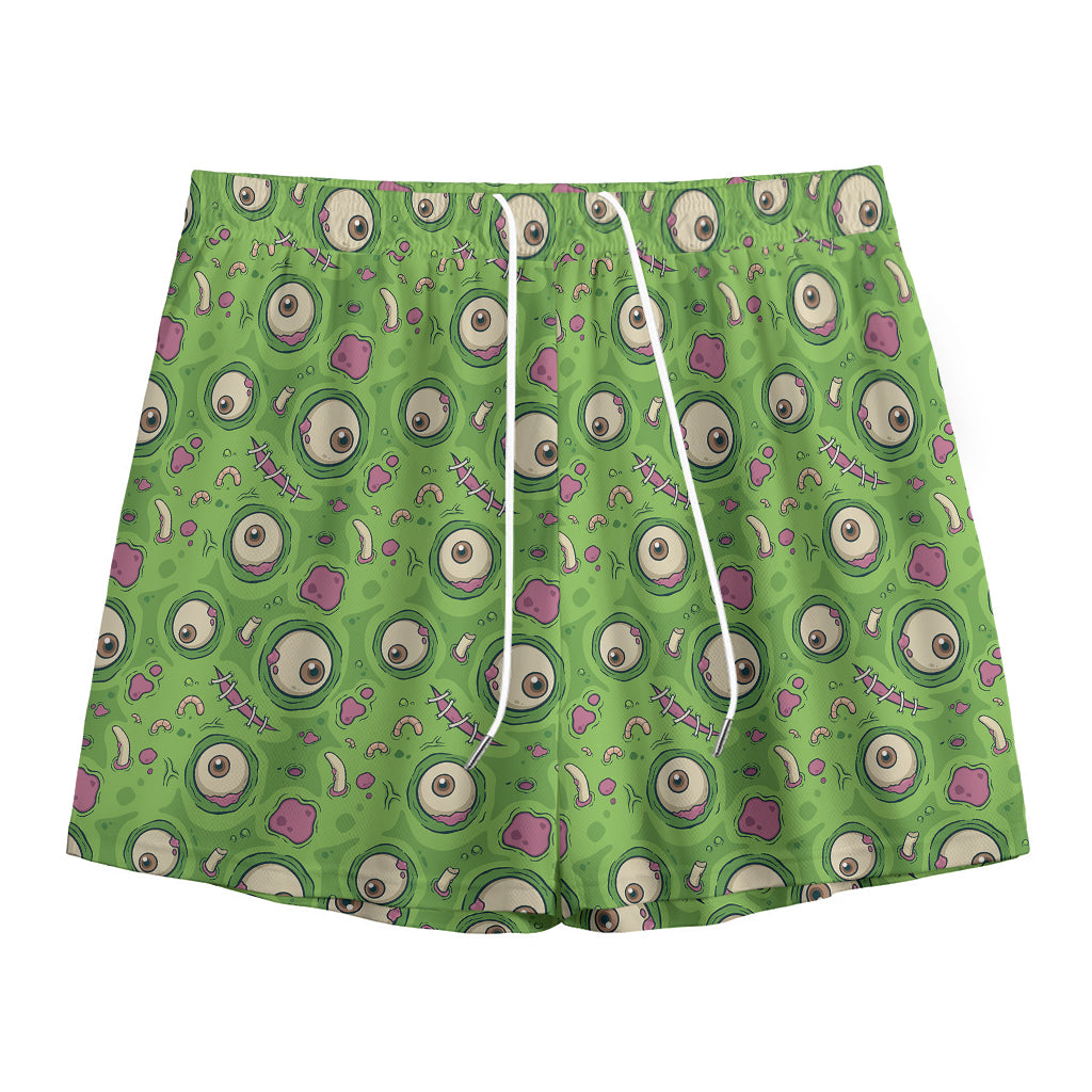 Green Zombie Pattern Print Mesh Shorts