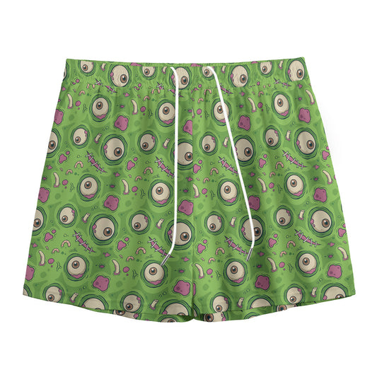 Green Zombie Pattern Print Mesh Shorts