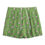 Green Zombie Pattern Print Mesh Shorts