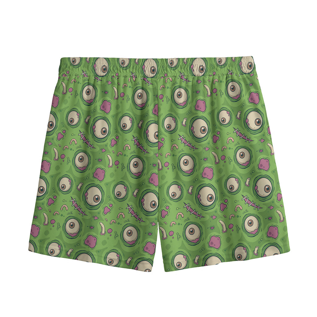 Green Zombie Pattern Print Mesh Shorts