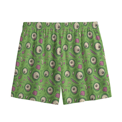 Green Zombie Pattern Print Mesh Shorts