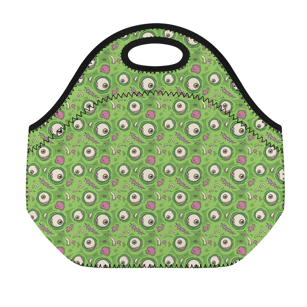Green Zombie Pattern Print Neoprene Lunch Bag