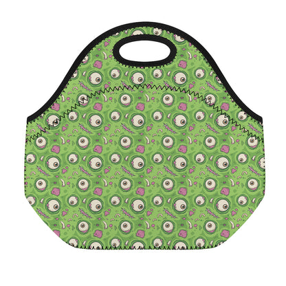 Green Zombie Pattern Print Neoprene Lunch Bag