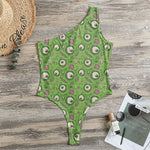 Green Zombie Pattern Print One Shoulder Bodysuit