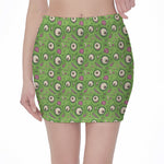 Green Zombie Pattern Print Pencil Mini Skirt