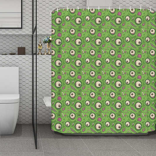 Green Zombie Pattern Print Polyester Shower Curtain