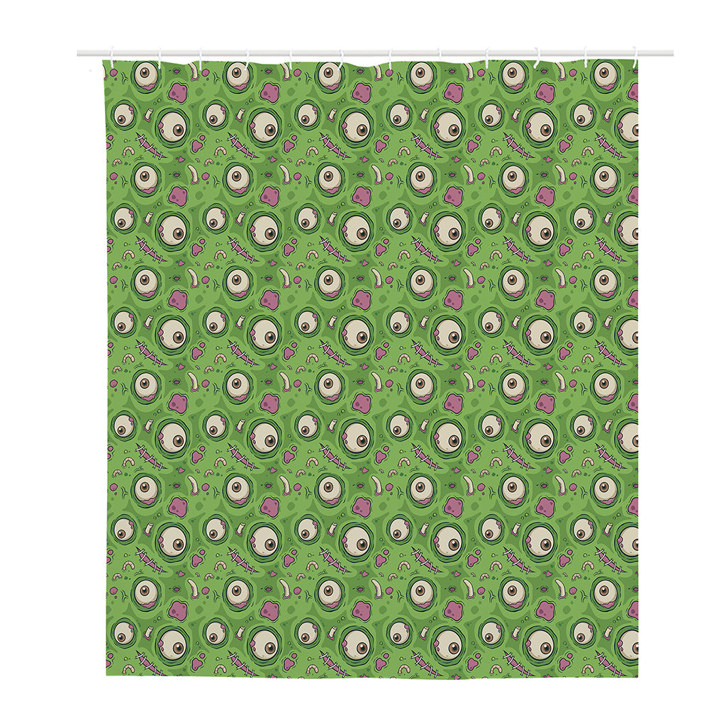Green Zombie Pattern Print Polyester Shower Curtain
