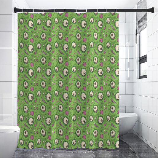 Green Zombie Pattern Print Premium Shower Curtain