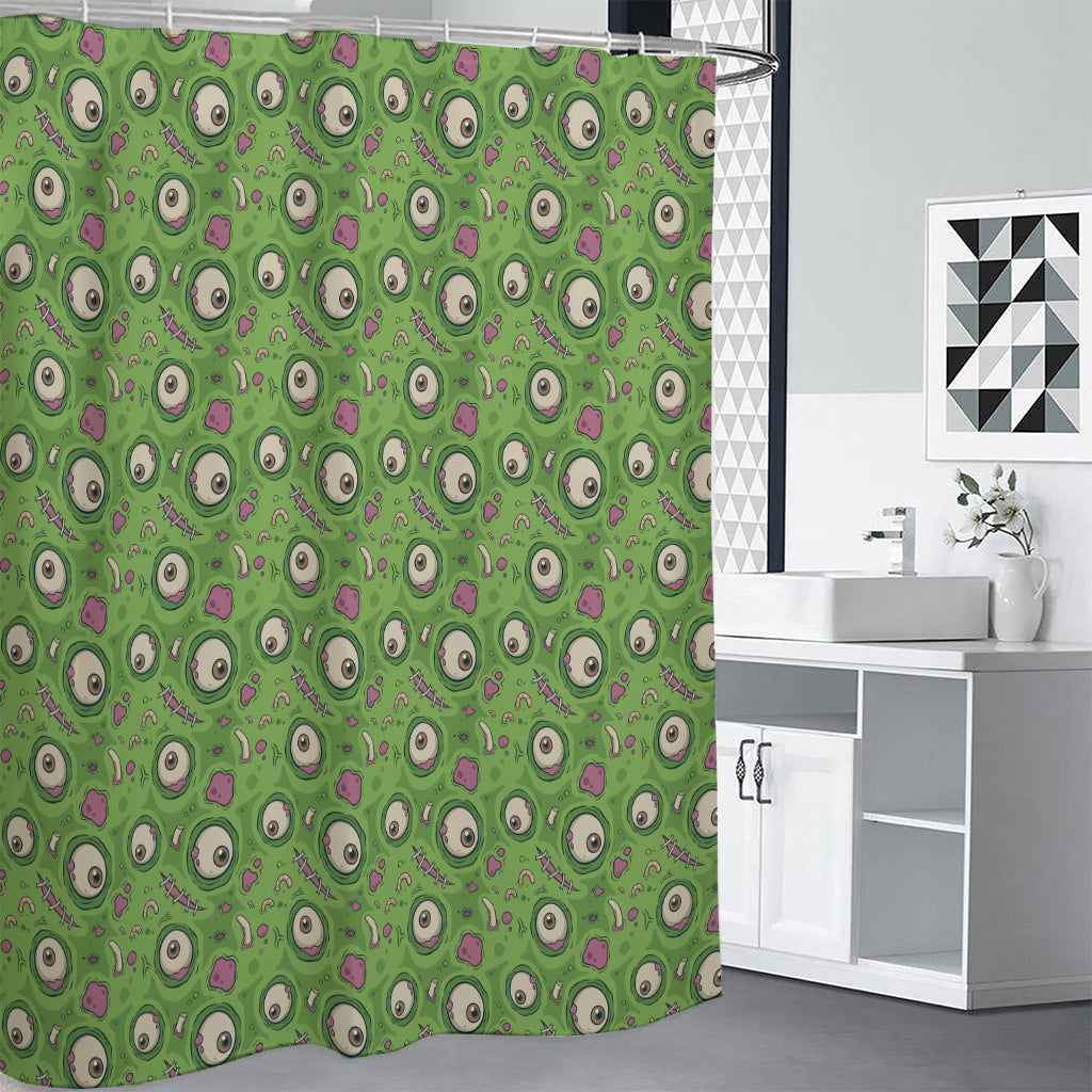 Green Zombie Pattern Print Premium Shower Curtain