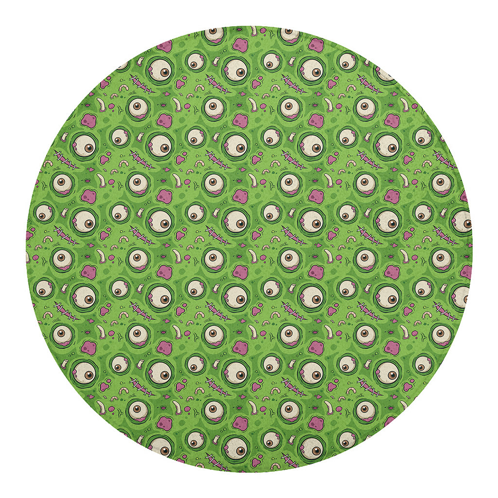 Green Zombie Pattern Print Round Blanket