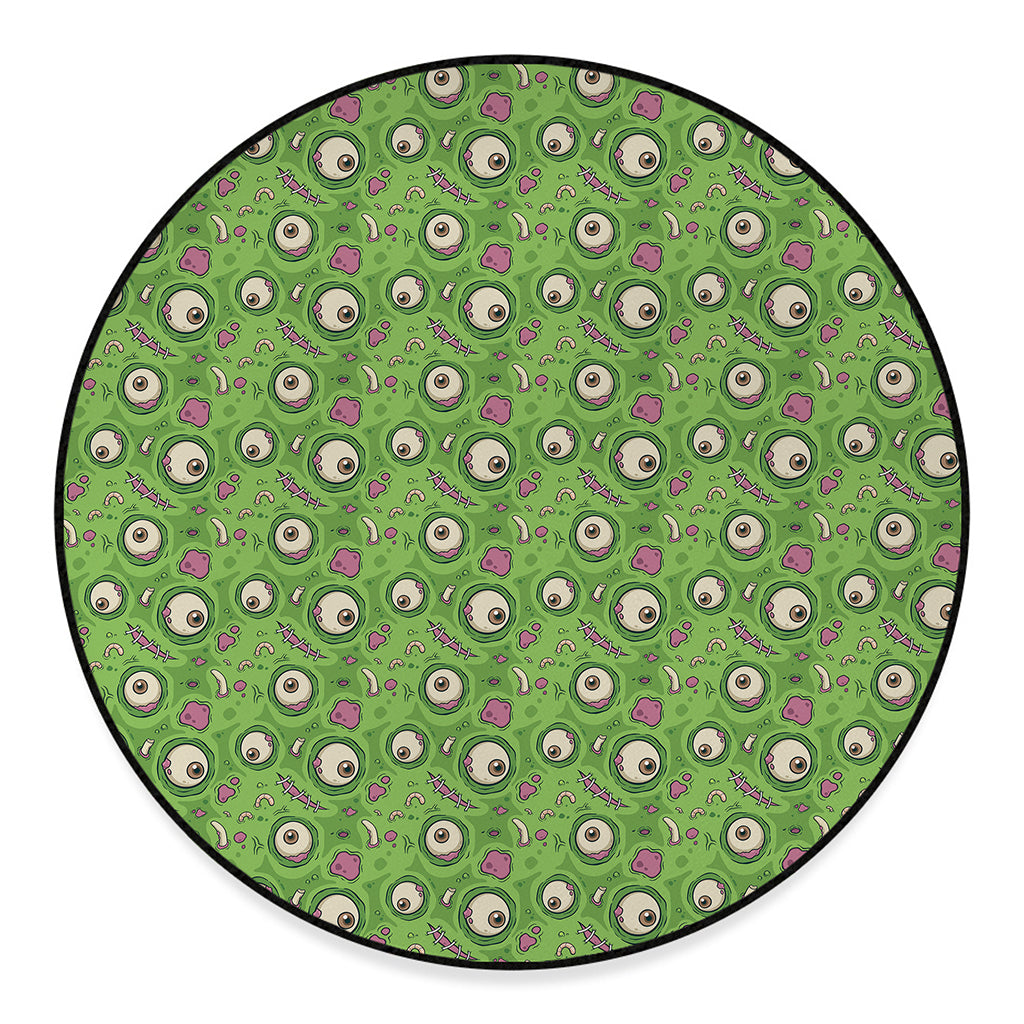Green Zombie Pattern Print Round Floor Mat