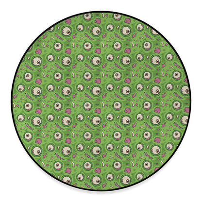 Green Zombie Pattern Print Round Floor Mat