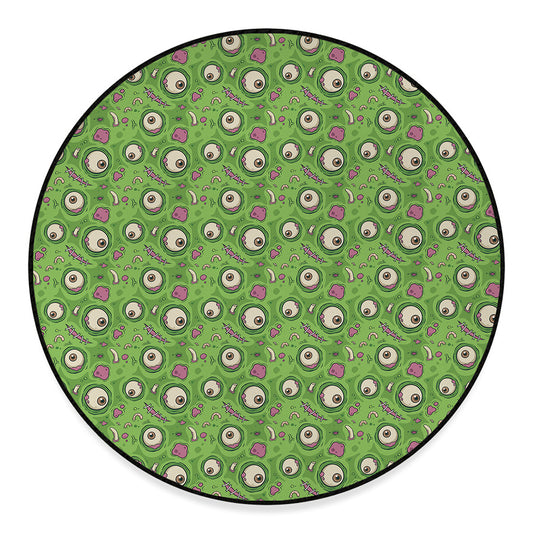 Green Zombie Pattern Print Round Floor Mat