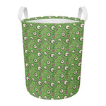 Green Zombie Pattern Print Round Laundry Basket