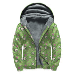 Green Zombie Pattern Print Sherpa Lined Zip Up Hoodie