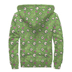 Green Zombie Pattern Print Sherpa Lined Zip Up Hoodie