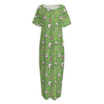 Green Zombie Pattern Print Short Sleeve Long Nightdress