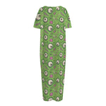 Green Zombie Pattern Print Short Sleeve Long Nightdress