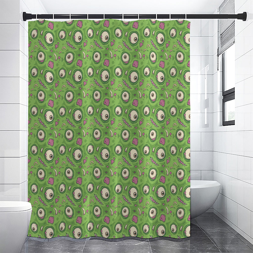 Green Zombie Pattern Print Shower Curtain