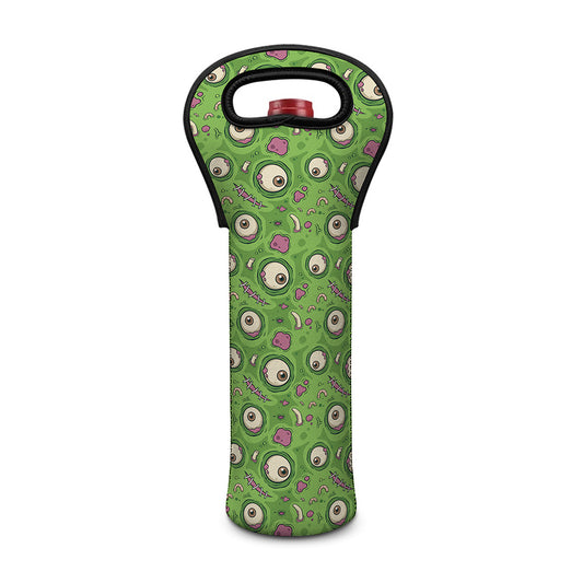 Green Zombie Pattern Print Single Neoprene Wine Tote