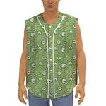 Green Zombie Pattern Print Sleeveless Baseball Jersey