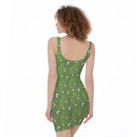 Green Zombie Pattern Print Sleeveless Bodycon Dress
