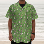 Green Zombie Pattern Print Textured Short Sleeve Shirt
