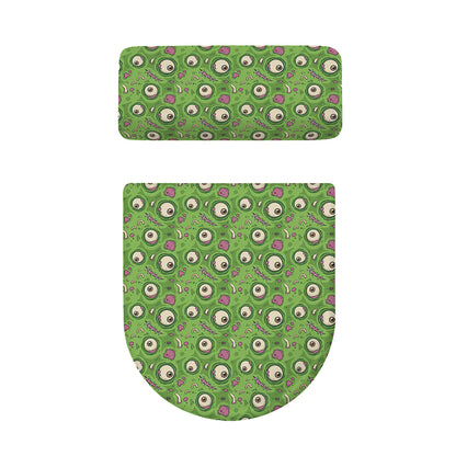 Green Zombie Pattern Print Toilet Lid And Tank Cover Set
