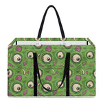 Green Zombie Pattern Print Utility Tote Bag