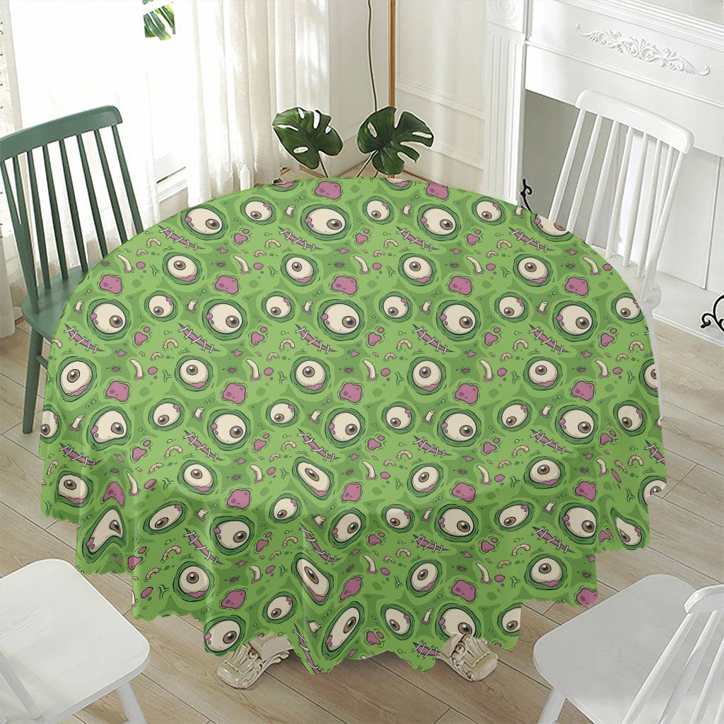 Green Zombie Pattern Print Waterproof Round Tablecloth
