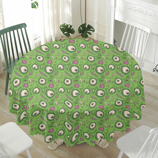 Green Zombie Pattern Print Waterproof Round Tablecloth